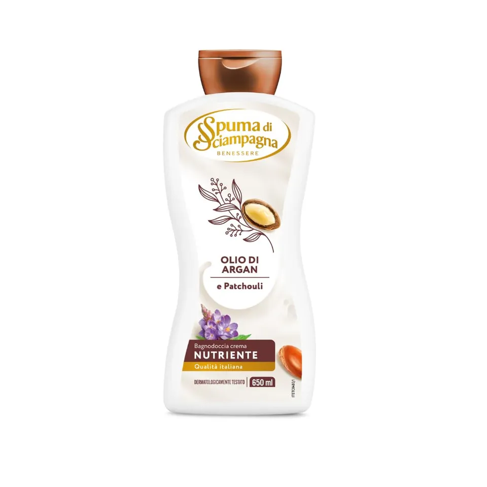 spuma-di-sciampagna-bagnodoccia-crema-nutriente-argan-e-patchouli-650-ml-dermato image 1