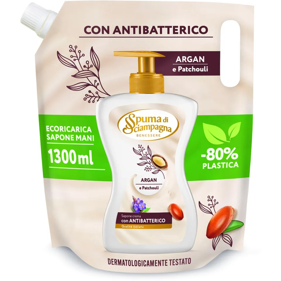 spuma-di-sciampagna-ecoricarica-sapone-liquido-argan-e-patchouli-1-3-l-sapone-li image 1