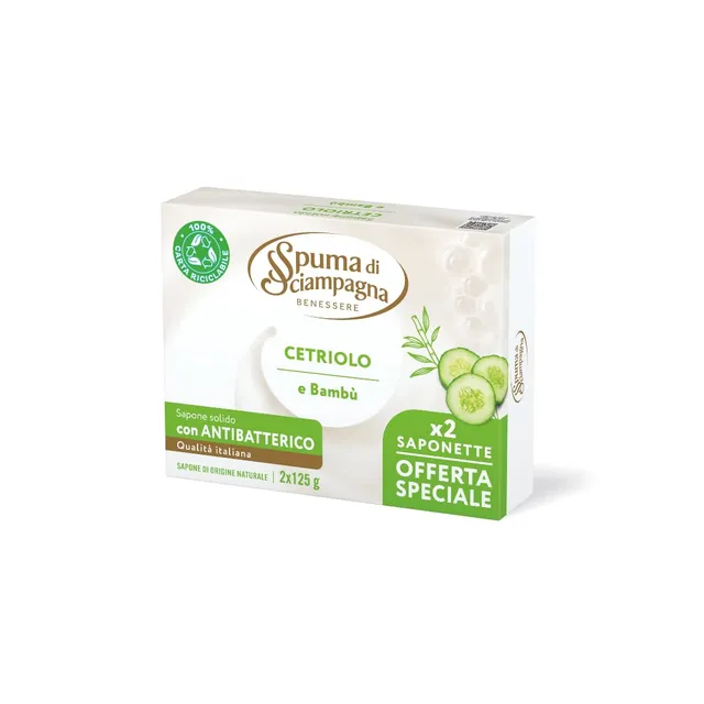 spuma-di-sciampagna-saponetta-cetriolo-e-bamb-sapone-solido-igienizzante-e-antib image 1