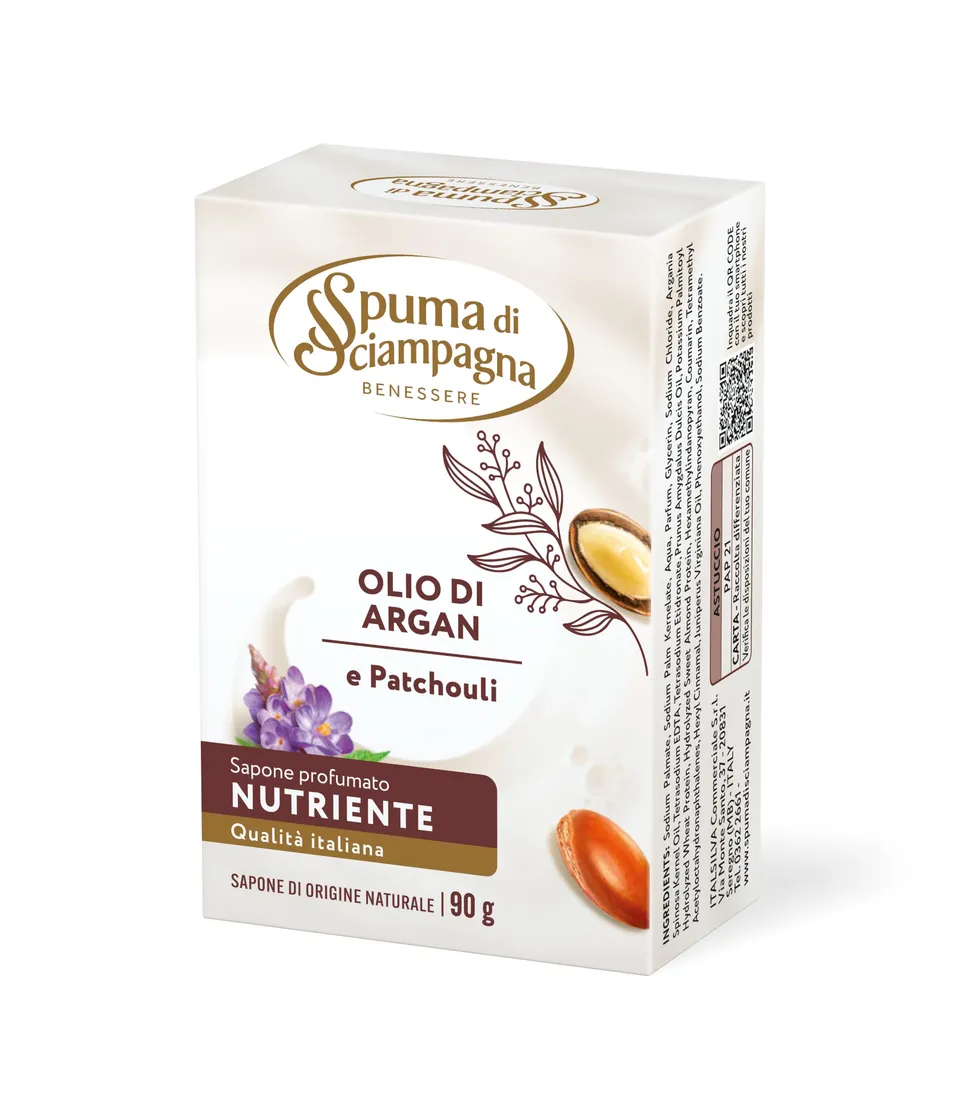 spuma-di-sciampagna-saponetta-argan-e-patchouli-antibatterica-ph-neutro-90-g image 1