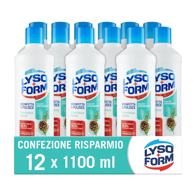 lysoform-pavimenti-freschezza-alpina-12-bottiglie-da-1100-ml-detergente-per-tutt image 1