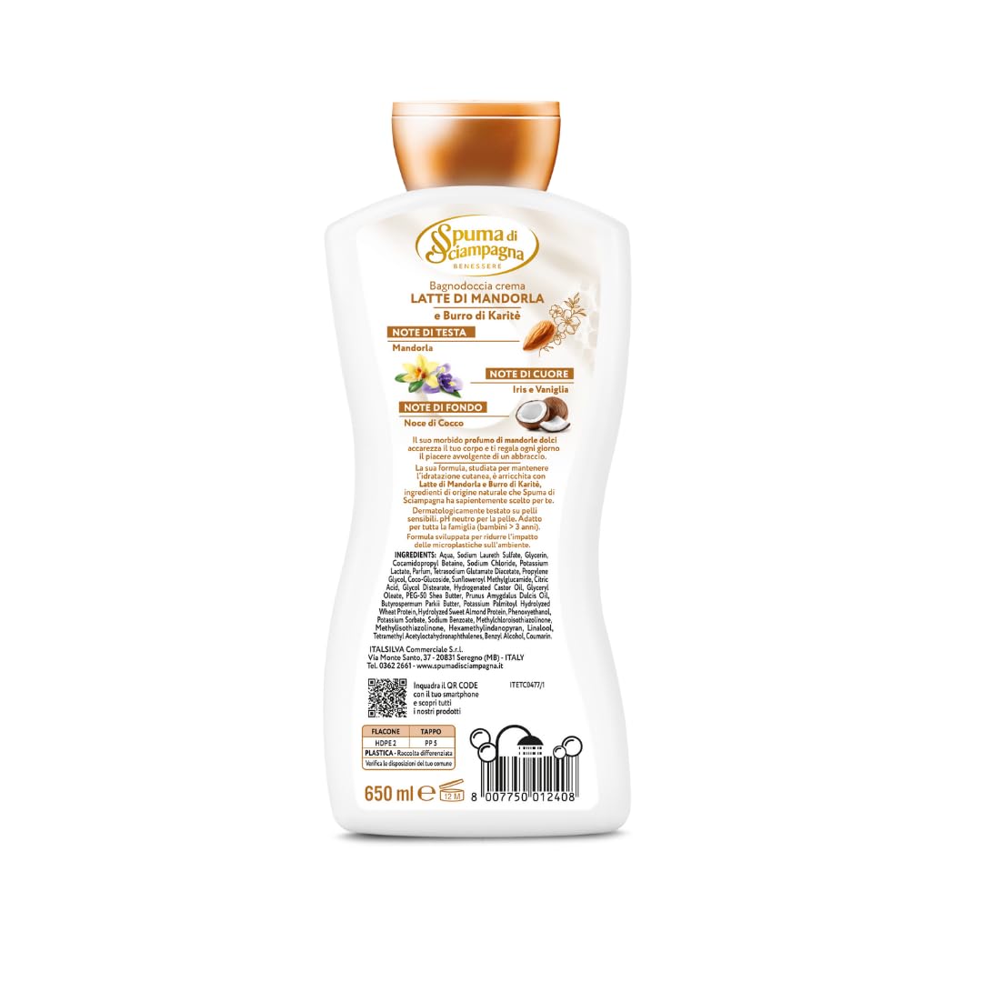 spuma-di-sciampagna-bagnodoccia-crema-idratante-mandorla-e-karit-650-ml-gel-docc image 2