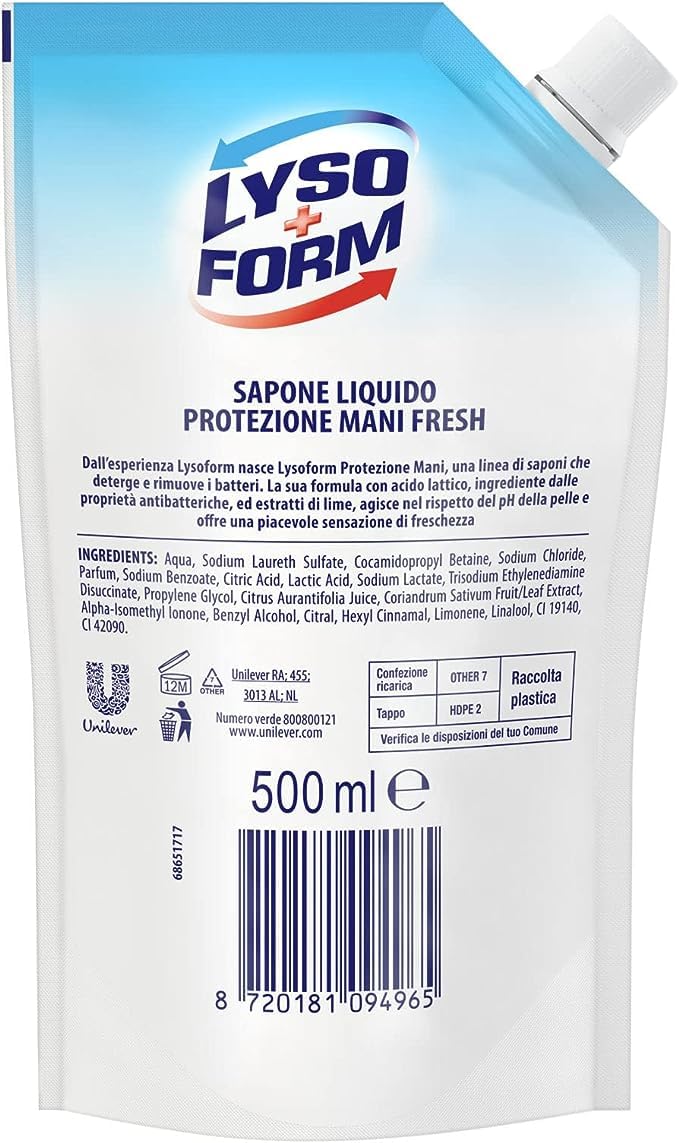 lysoform-protezione-mani-sapone-liquido-ricarica-con-acido-lattico-ed-estratti-d image 2