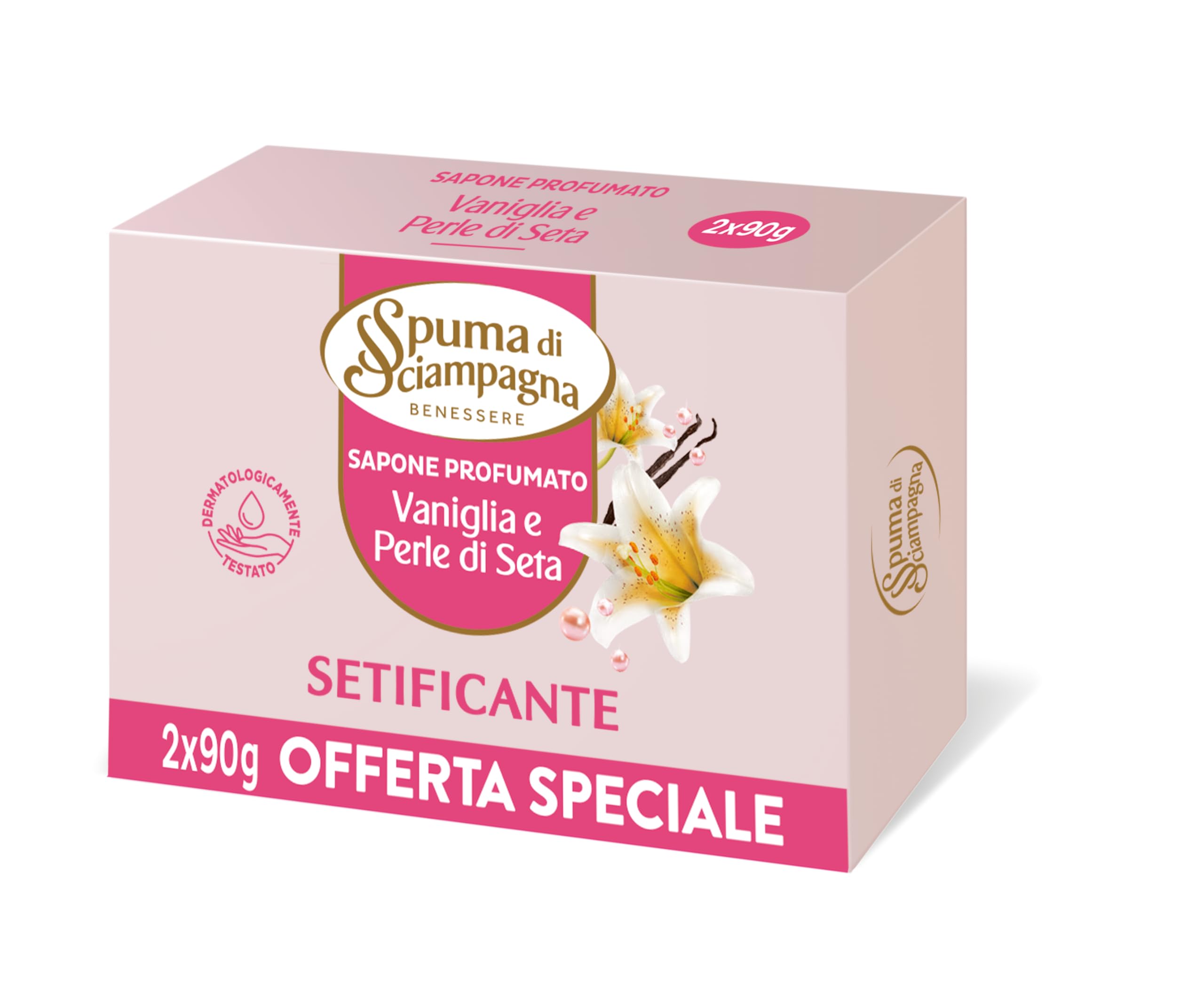 spuma-di-sciampagna-sapone-profumato-rosa-vaniglia-90-g-x-2-sapone-solido-idrata image 1
