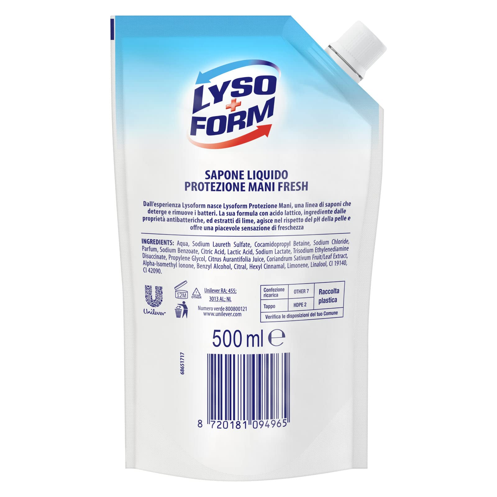 lysoform-protezione-mani-sapone-liquido-ricarica-10-x-500-ml-con-acido-lattico-e image 3